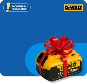 Promotiebanner van de DeWALT gratis accu