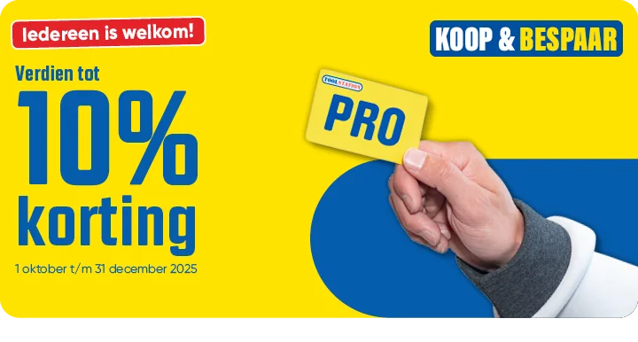 Promotiebanner met koop & bespaar: tot 10% korting
