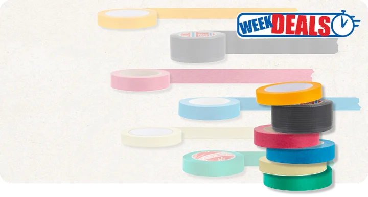 Promotiebanner van weekdeal actie tapes