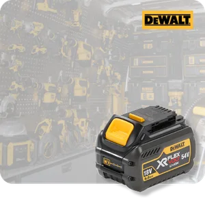 Toolstation promotiebanner voor DeWALT 54V gratis accu 