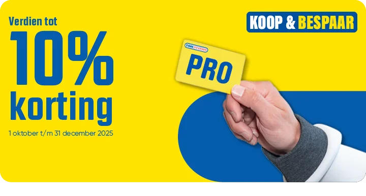 Promotiebanner met koop & bespaar: tot 10% korting