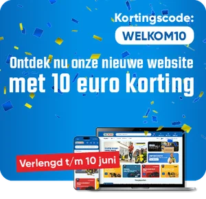 Toolstation promotiebanner voor €10 korting bij gebruik van de kortingscode WELKOM10