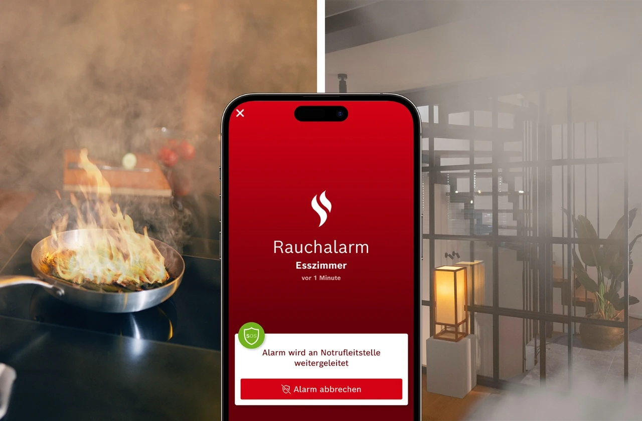 Bosch Security+ Rauchalarm App mit Notrufleitstelle