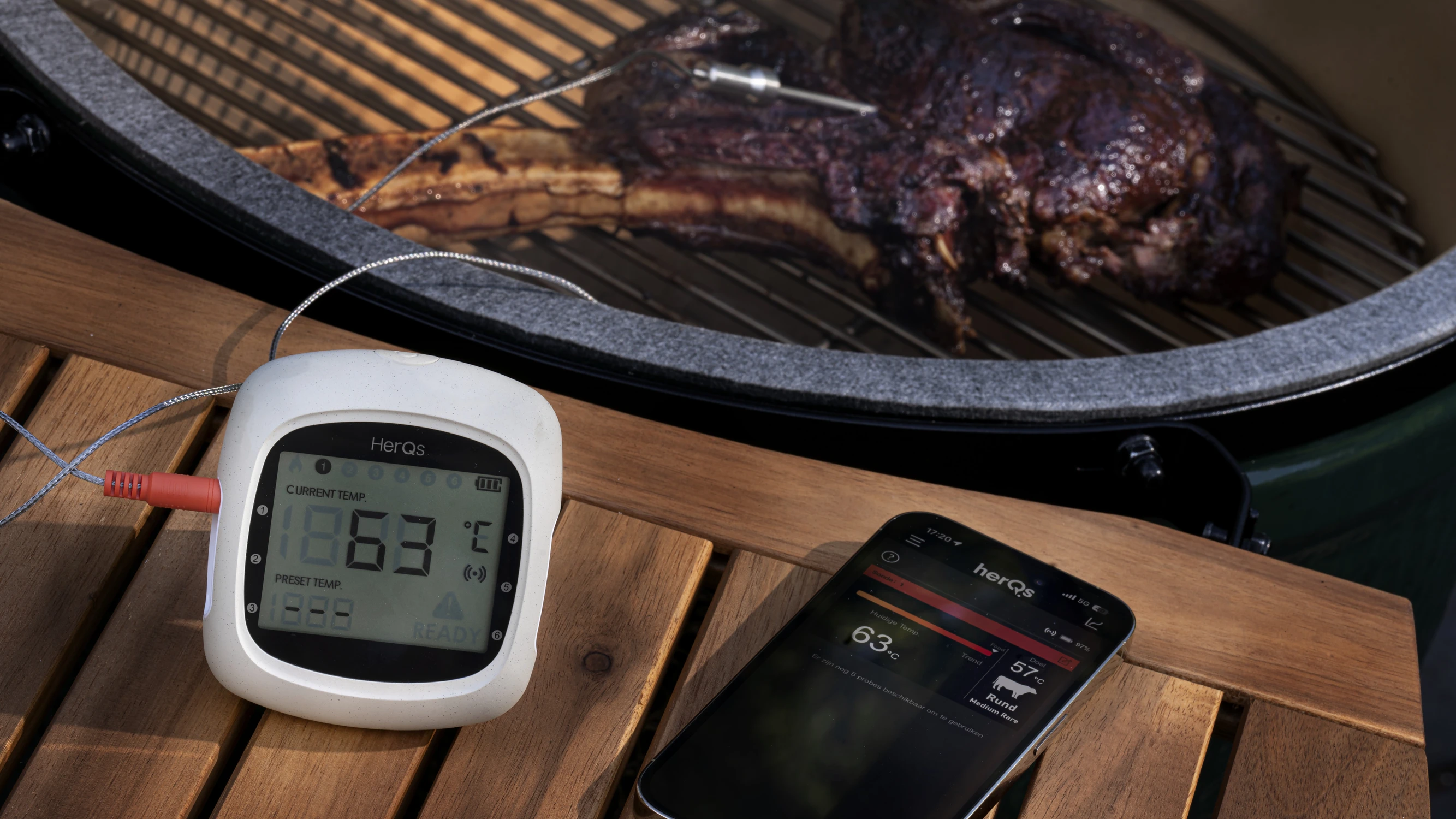 HerQs EasyBBQ Pro Grillthermometer mit Smartphone-App