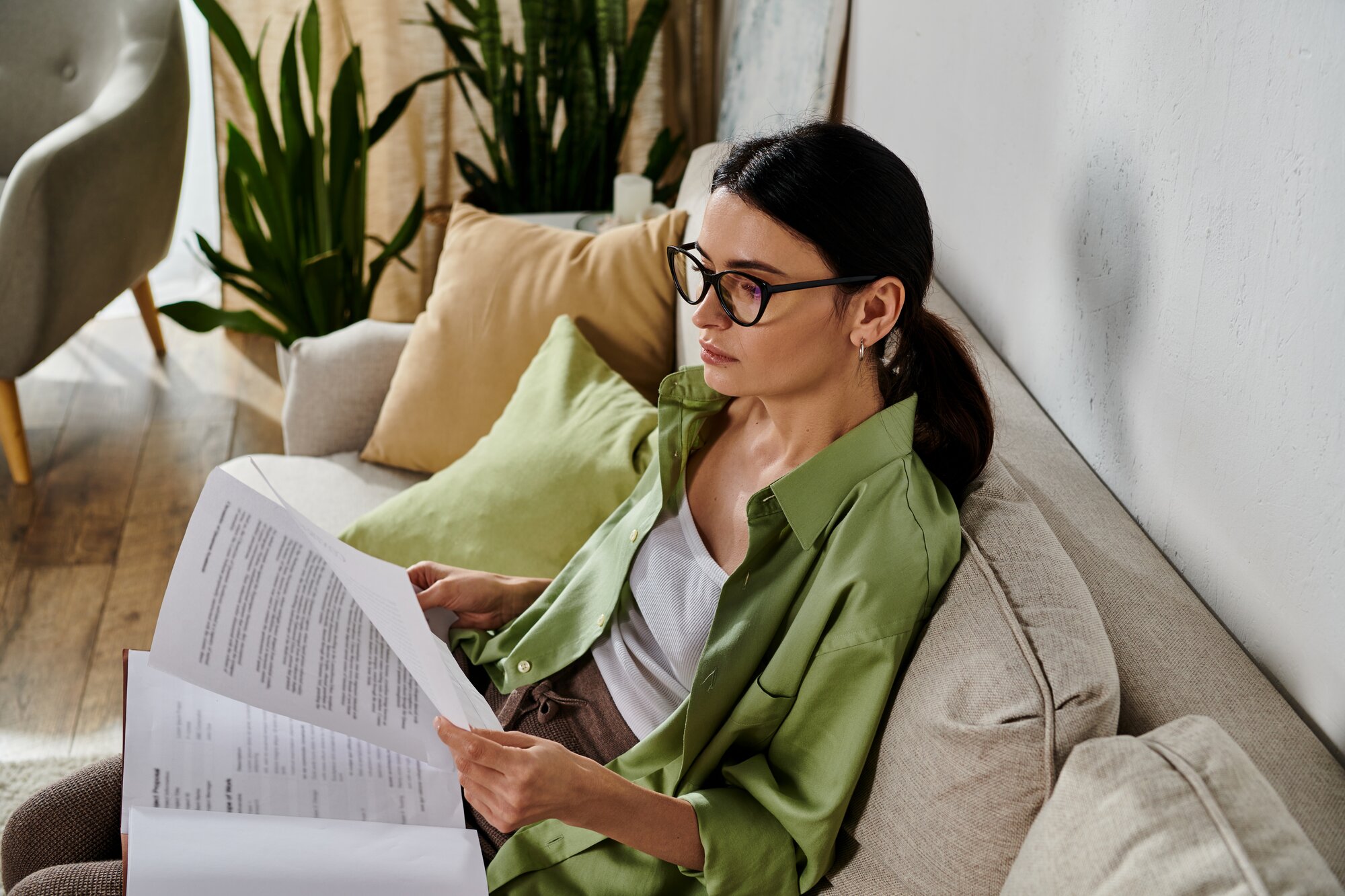 A woman reviewing a home inspection report.