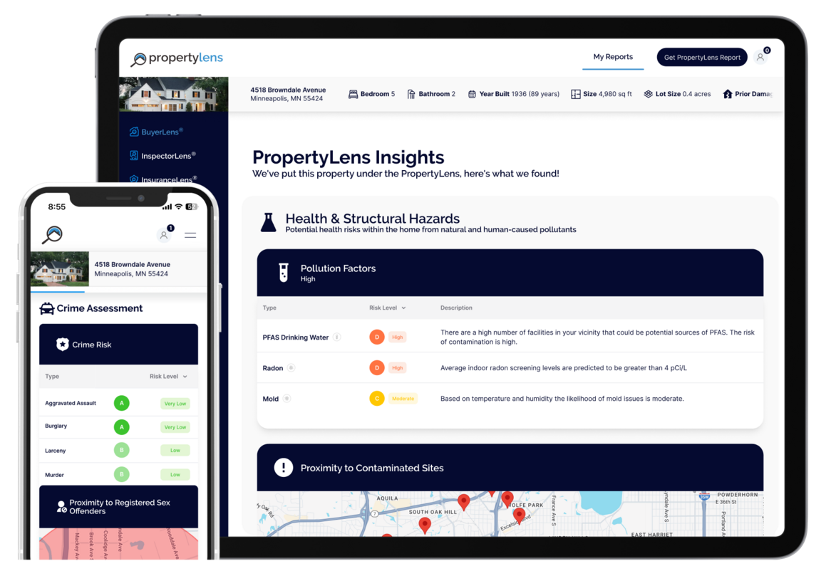PropertyLens Insights app image, Health & Structural Hazards, Crime Assessment
