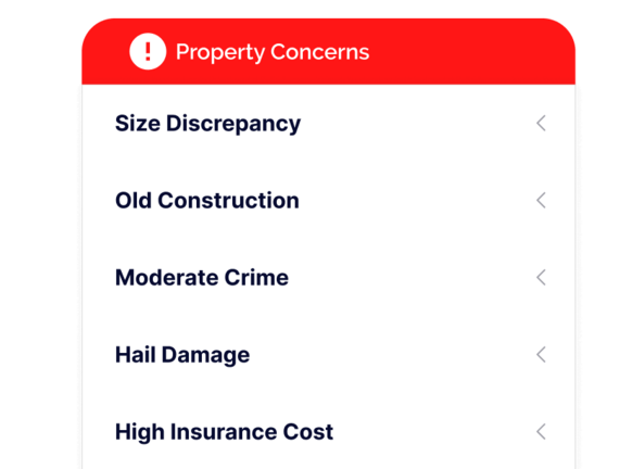PropertyLens Report Property Concerns Snapshot