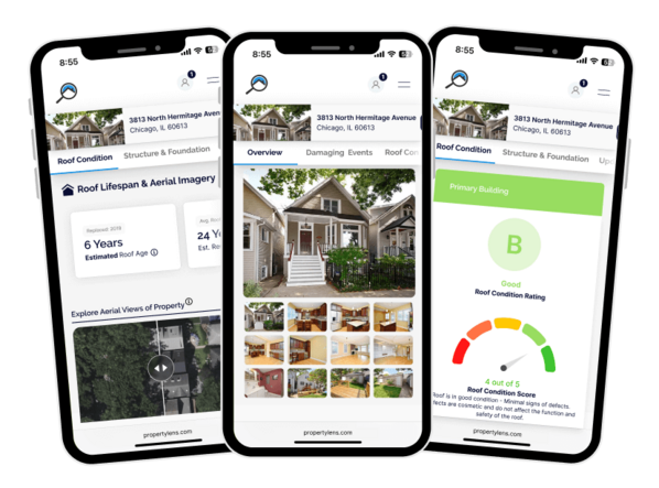 Mobile views of the PropertyLens Report Highlights