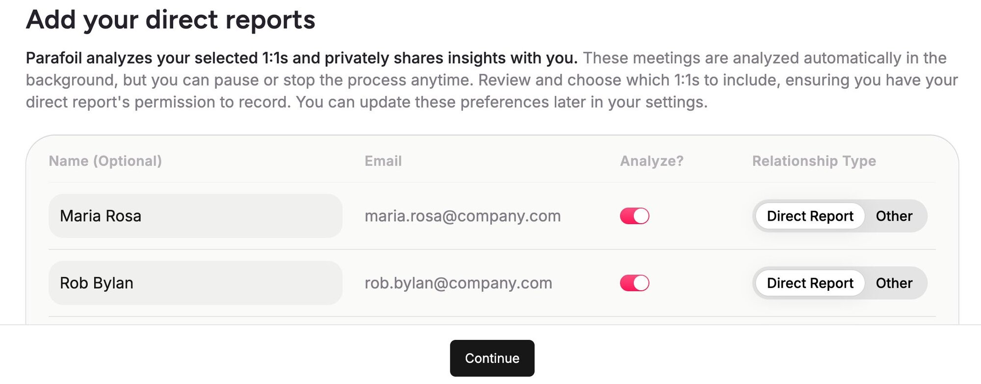 Connecting team members screen