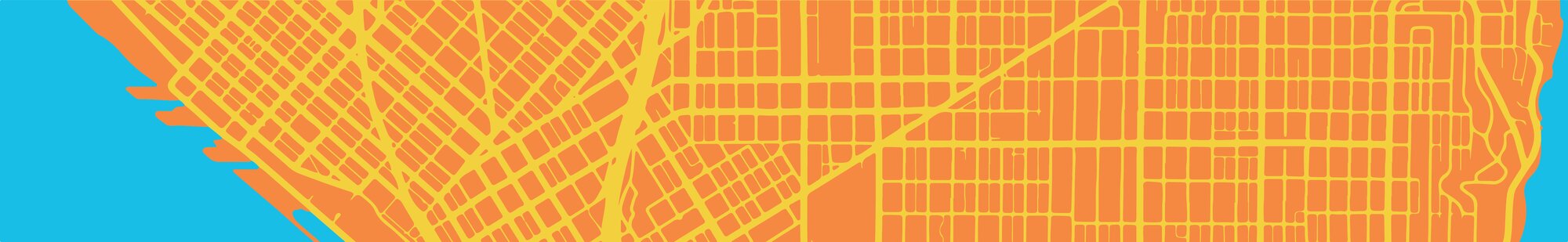 Green, blue, and brown city map outline. 