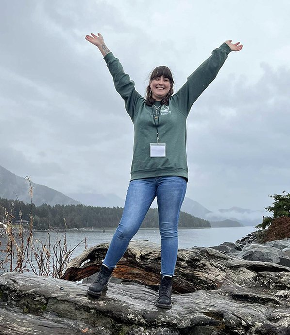 BLaST Scholar Julie-Anne Brown enjoying Sitka, Alaska, during her visit to Whalefest 2023. Photo Credit: J. A. Brown, 2023.