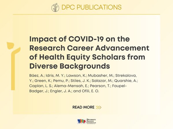 DPC Publications:
Randomized controlled trial of a group peer mentoring model for U.S. academic medicine research faculty
Pololi LH, Evans AT, Brimhall-Vargas M, Civian JT, Cooper LA, Gibbs BK, Ninteau K, Vasiliou V, Brennan RT.