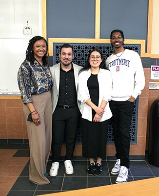 From left to right: Chelsey Spriggs, PhD, Fadi Koria, Kenia Contreras, and Carvin Coleman.