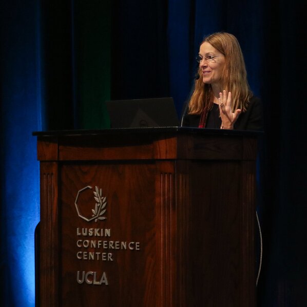 Alison Gammie, PhD, speaking at the 2023 Annual Grantees Conference