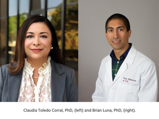 Claudia Toledo Corral, PhD, (left) and Brian Luna, PhD, (right).