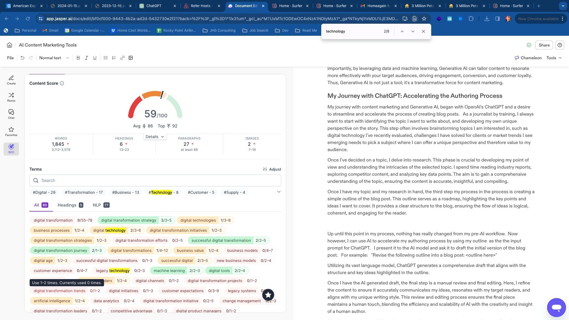 Surfer SEO Plugin in Jasper.ai