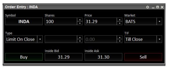 Lightspeed Trader order entry window