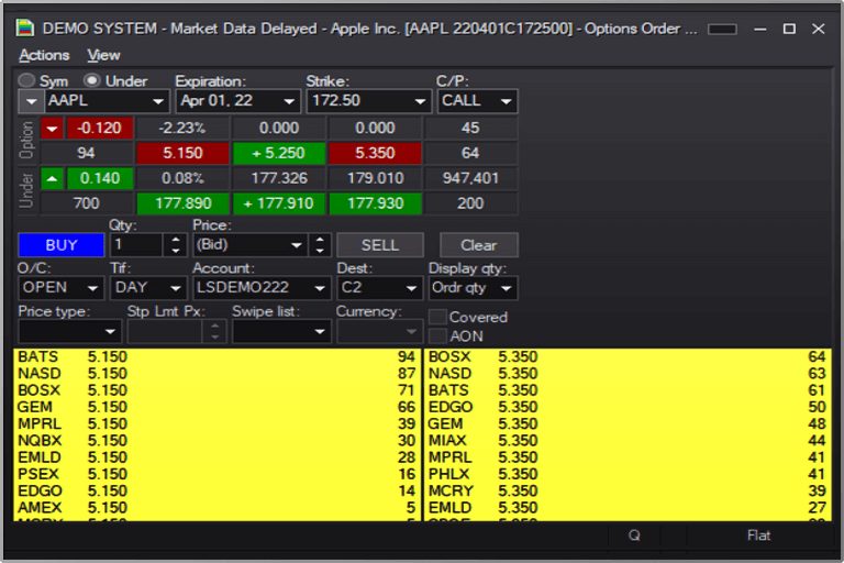 Sterling Trader Pro complex order entry window