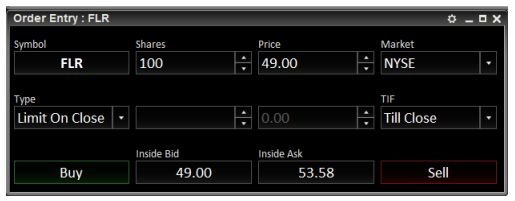 Lightspeed Trader order entry window