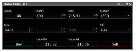 Lightspeed Trader order entry window