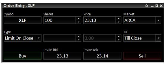 Lightspeed Trader order entry window