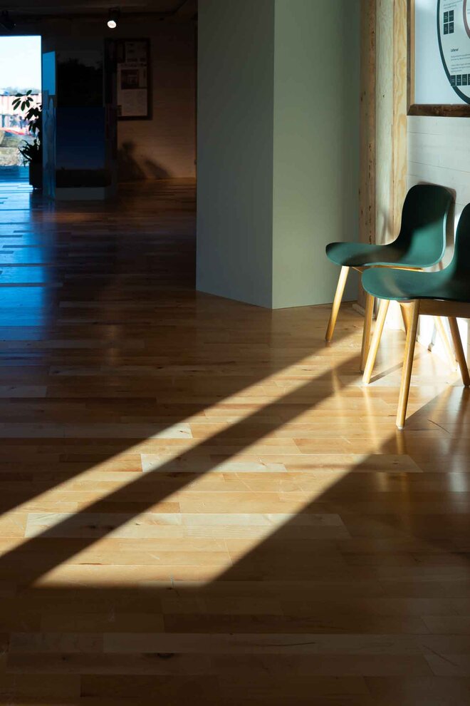 Hjælmø end-grain flooring at Søren Jensen HQ