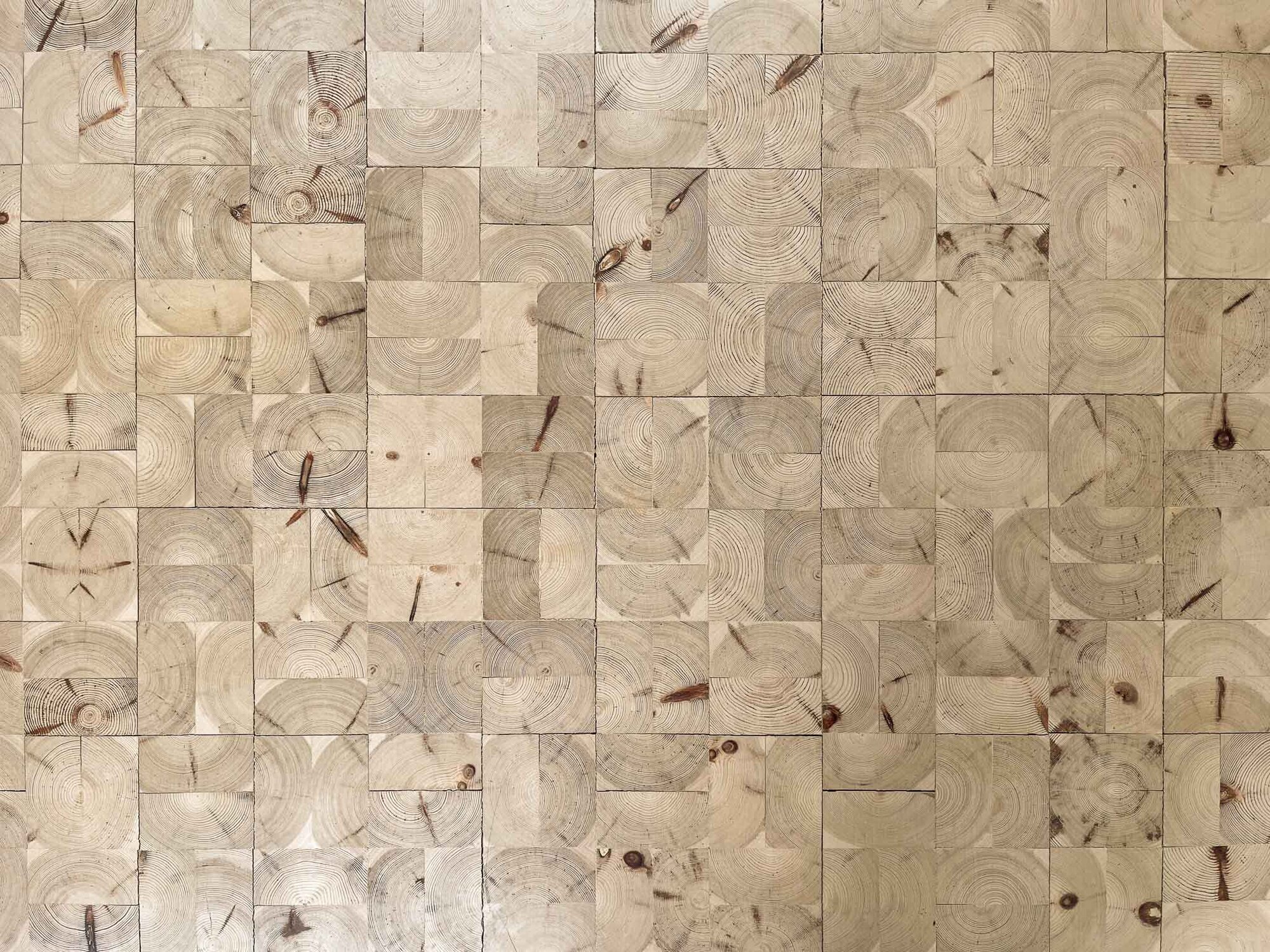 Hjælmø end-grain flooring at Grønttorvet Spisehuset