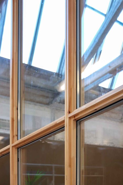 Tystø glass partitioning wall at Lendager Architects Office