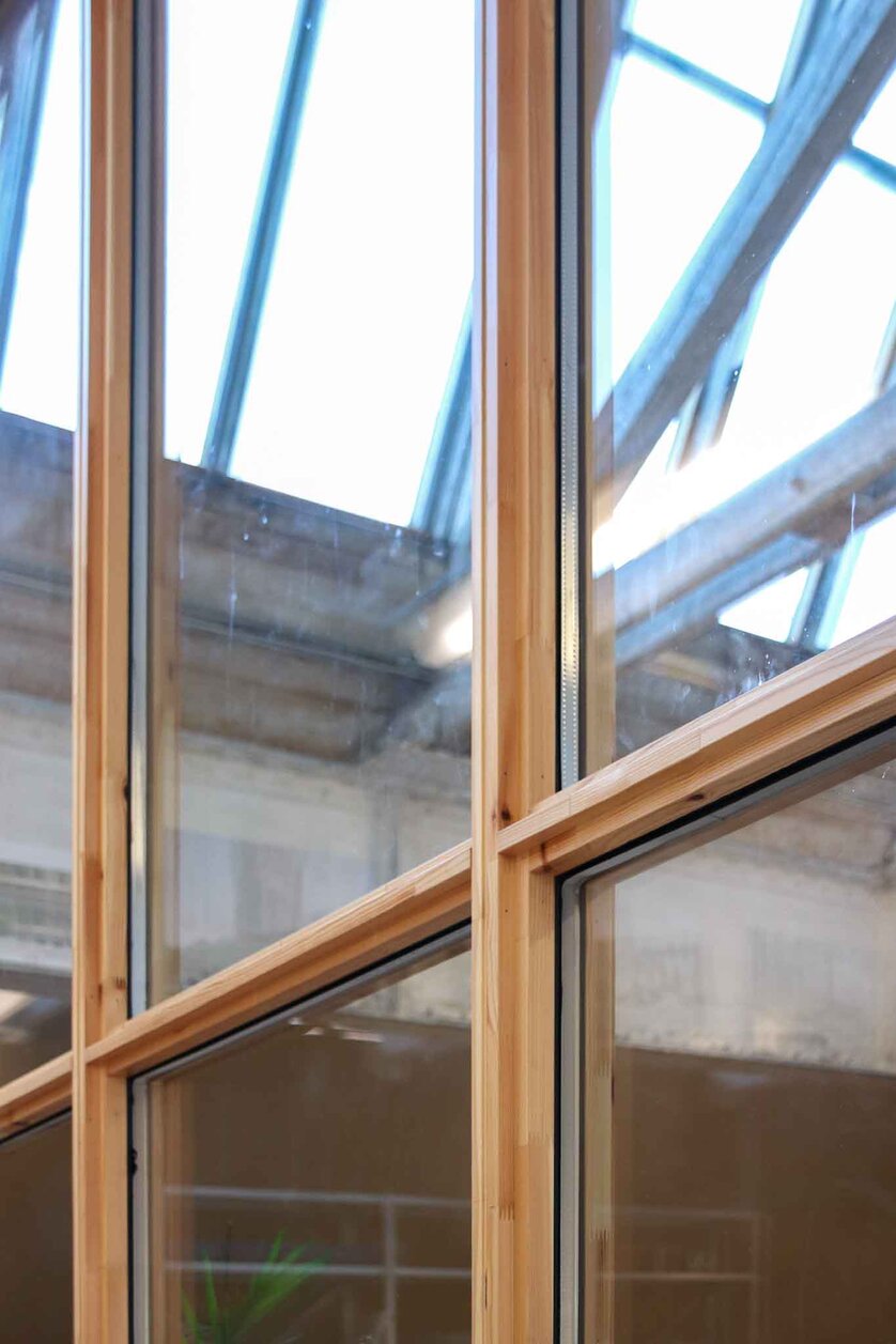 Tystø glass partitioning wall at Lendager Architects Office