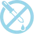Dye Free symbol, dropper in circle with slash.
