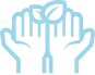 Plant-based symbol, hands holding a plant.