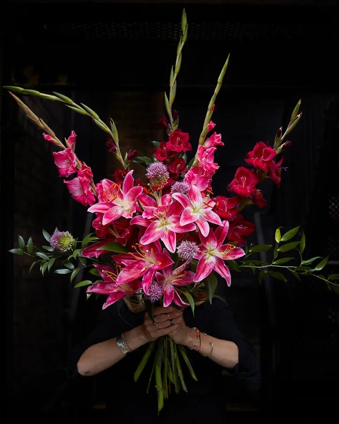 A flower bouquet with gladiolis