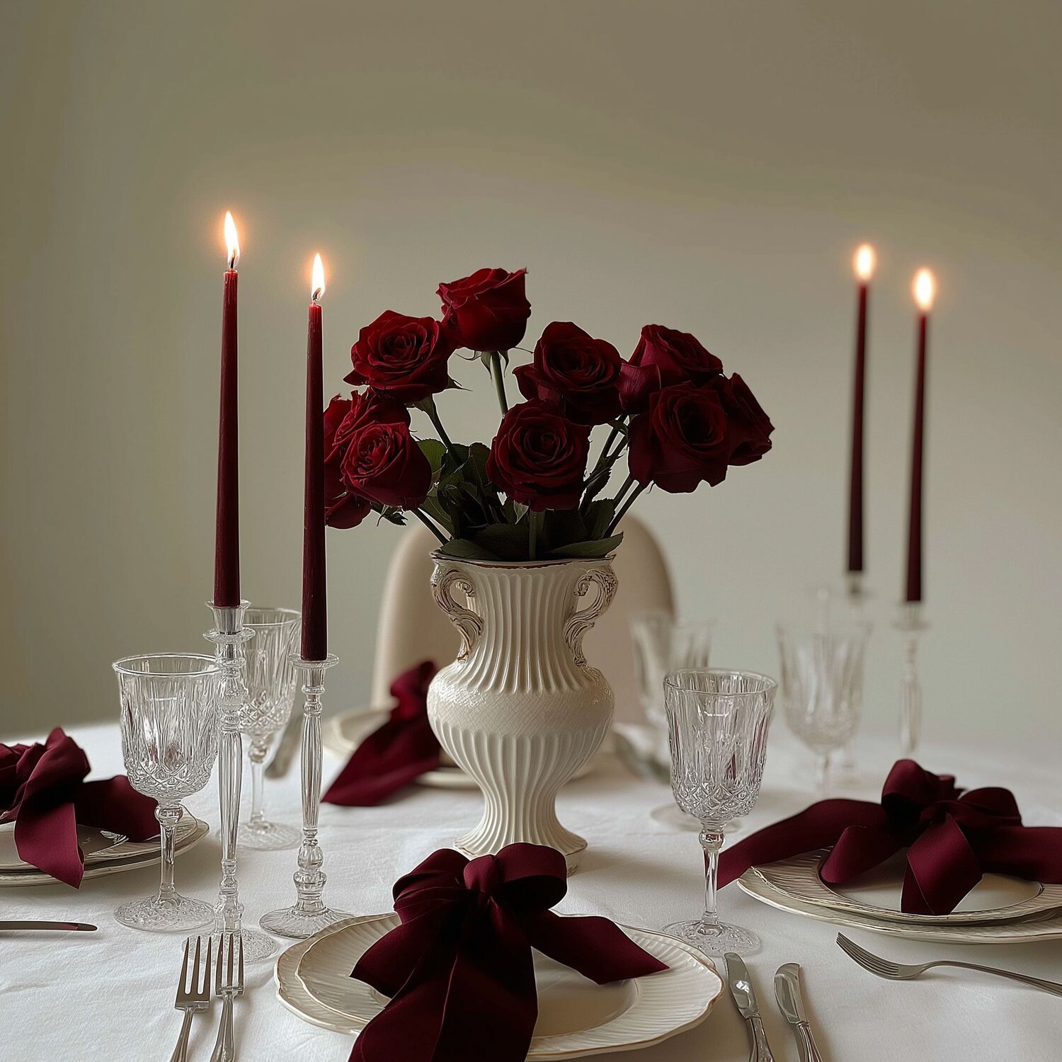 A romantic rose tablescape