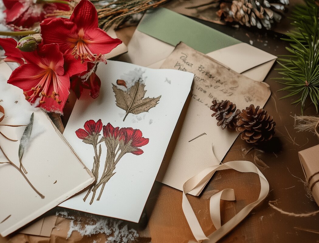 DIY Pressed Flower Christmas Cards