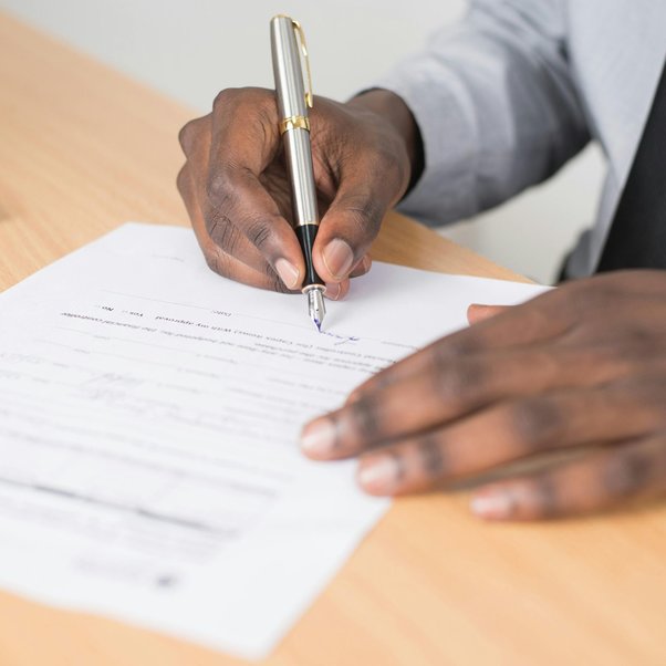 Signing a lease document