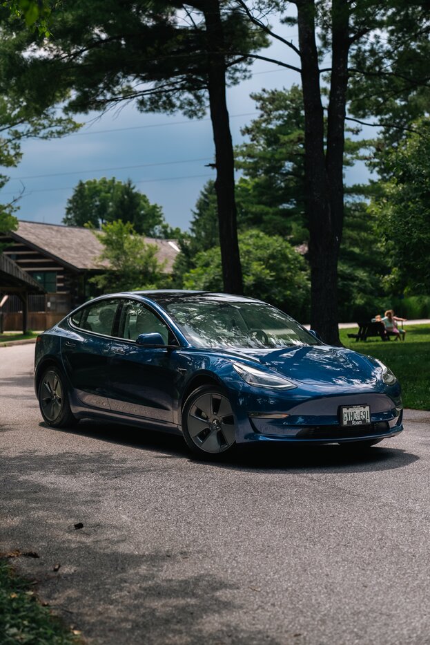 roam girl leaning on car