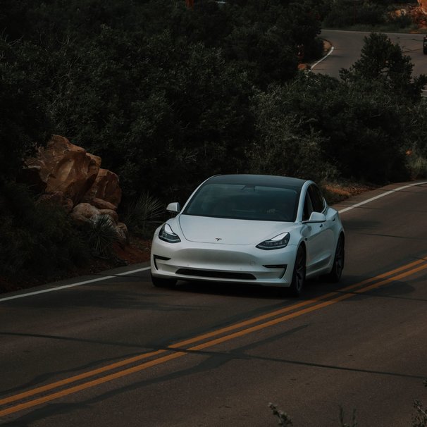 Tesla driving on highway