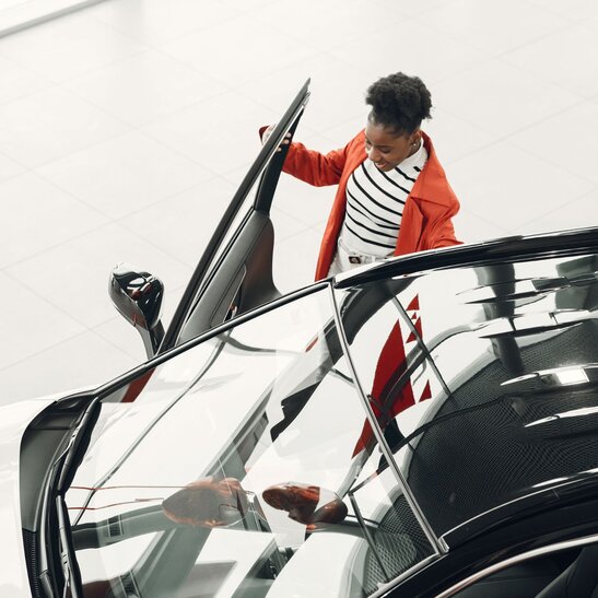 Woman buying a car