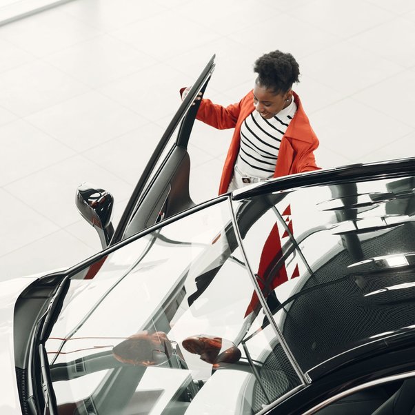 Woman buying a car