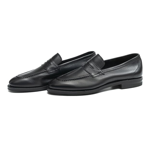 Black Softcalf Unlined Penny Loafers