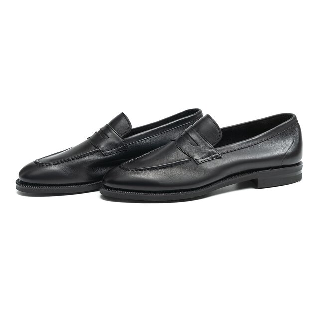 Black Softcalf Unlined Penny Loafers