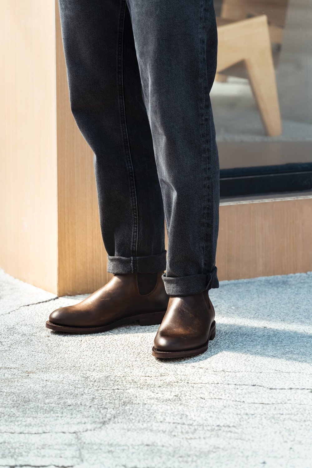Brown Waxy Calf Wholecut Chelsea Boot