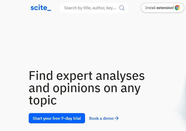 Scite AI Find Expert Analyses and Opinions Front Page