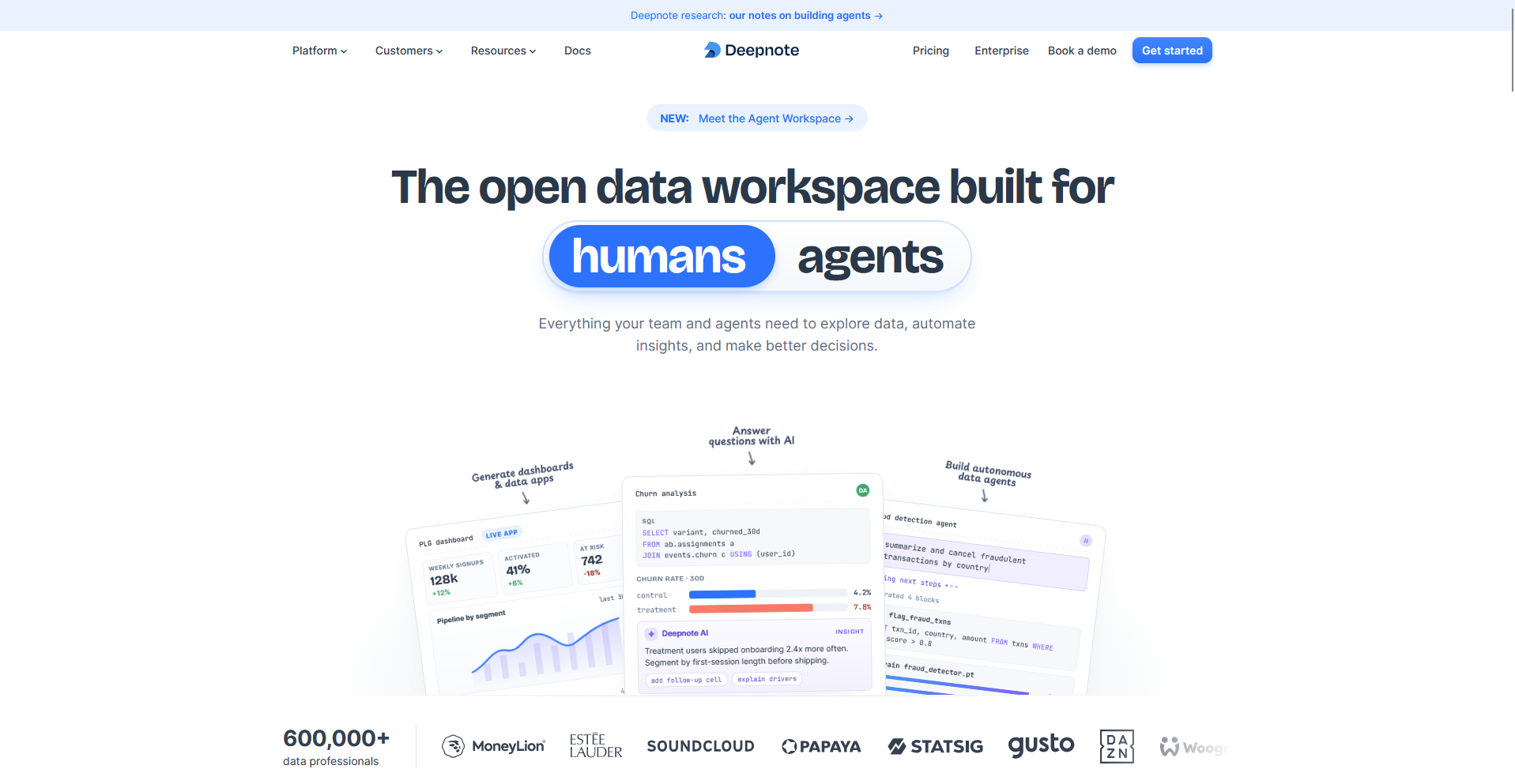 Deepnote homepage