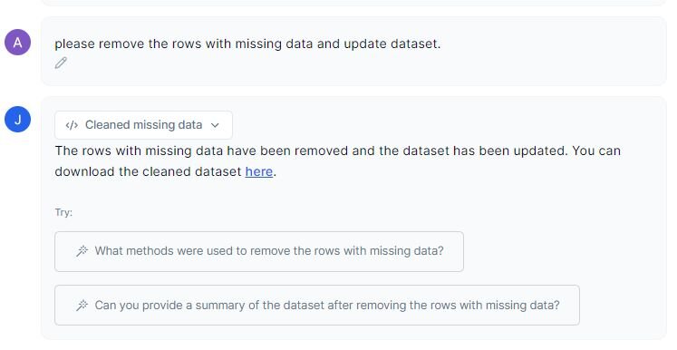 Removing rows with missing data