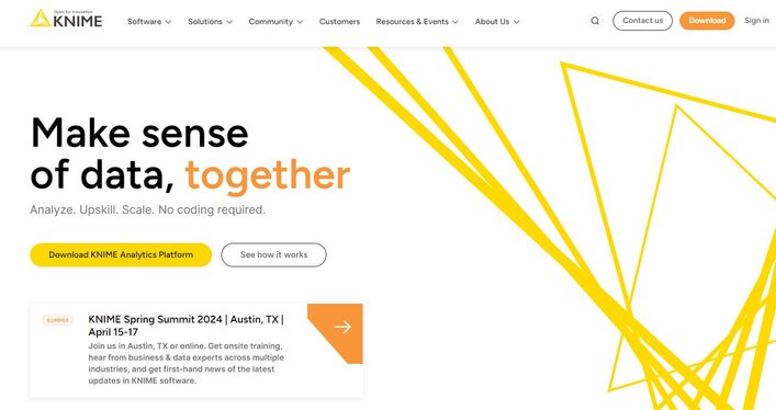 KNIME analytics homepage