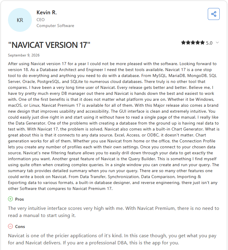 Review by Kevin R. on Capterra