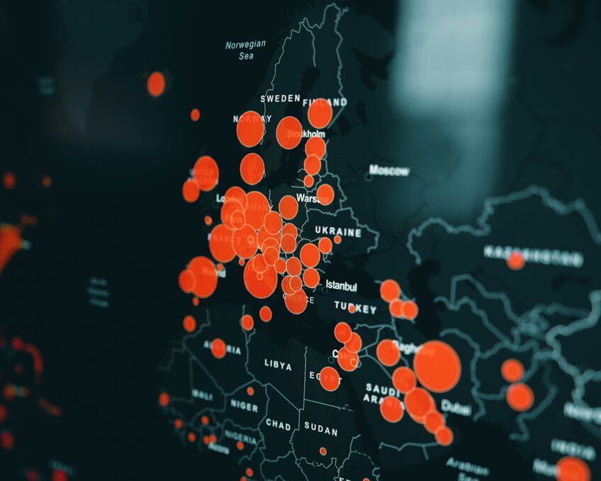 Data visualization of map of Europe with Covid cases