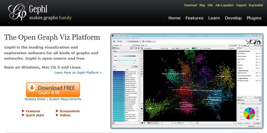 Gephi front page
