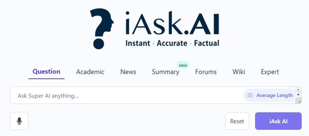 iAsk.AI homepage search